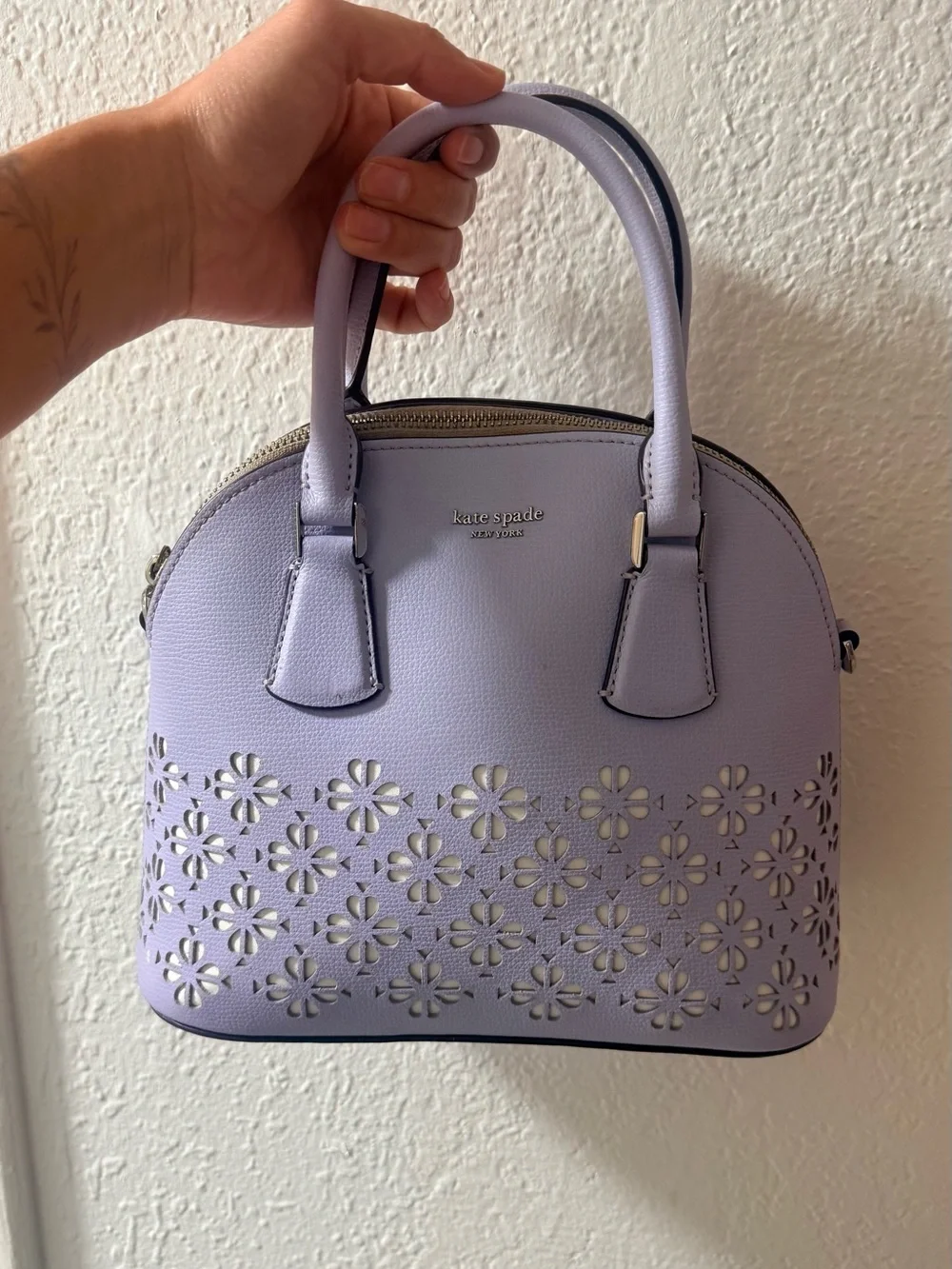 kate spade Lilac Floral Laser-Cut Dome Satchel